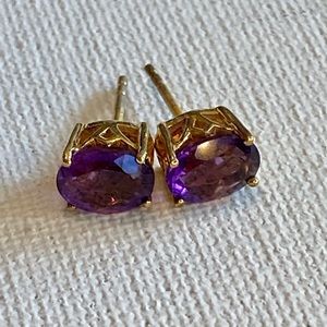 Faux Alexandrite crown earrings